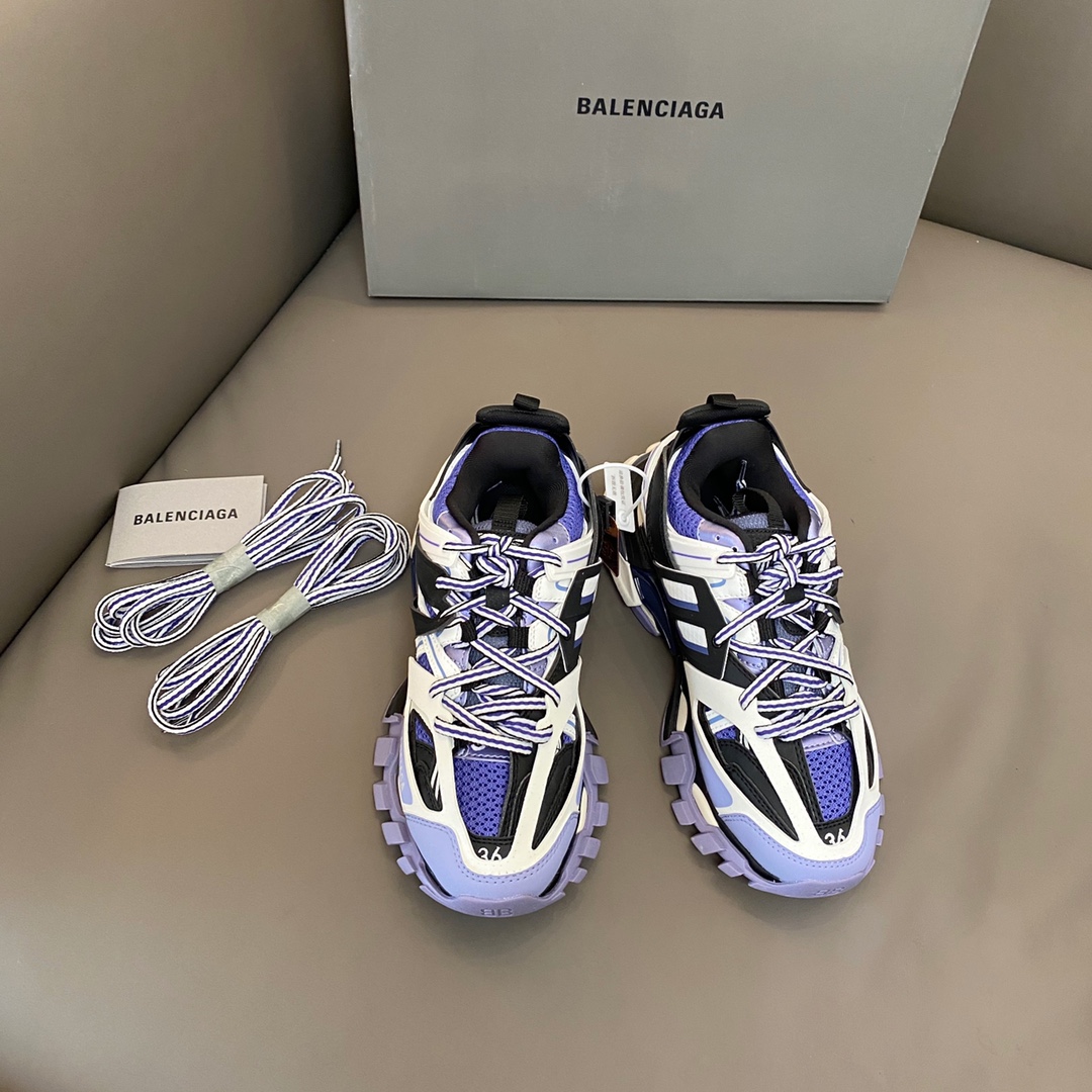 Balenciaga blanco y morado · Balenciaga 2021ss nuevo color Track 3.0 zapatos para papá de tercera generación, zapatos d…