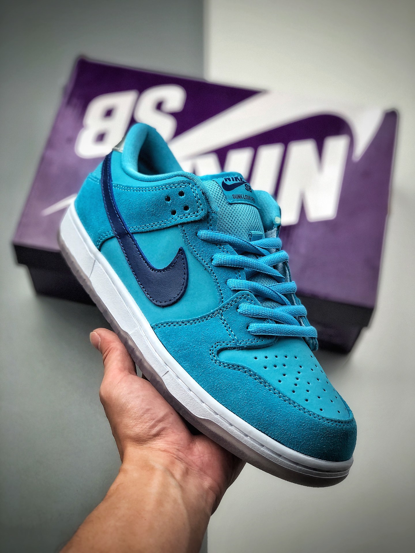 Nike SB Dunk Low Pro azul cielo con pelo sintético: zapatillas de skate casuales de caña baja. Antes, Dunk er…