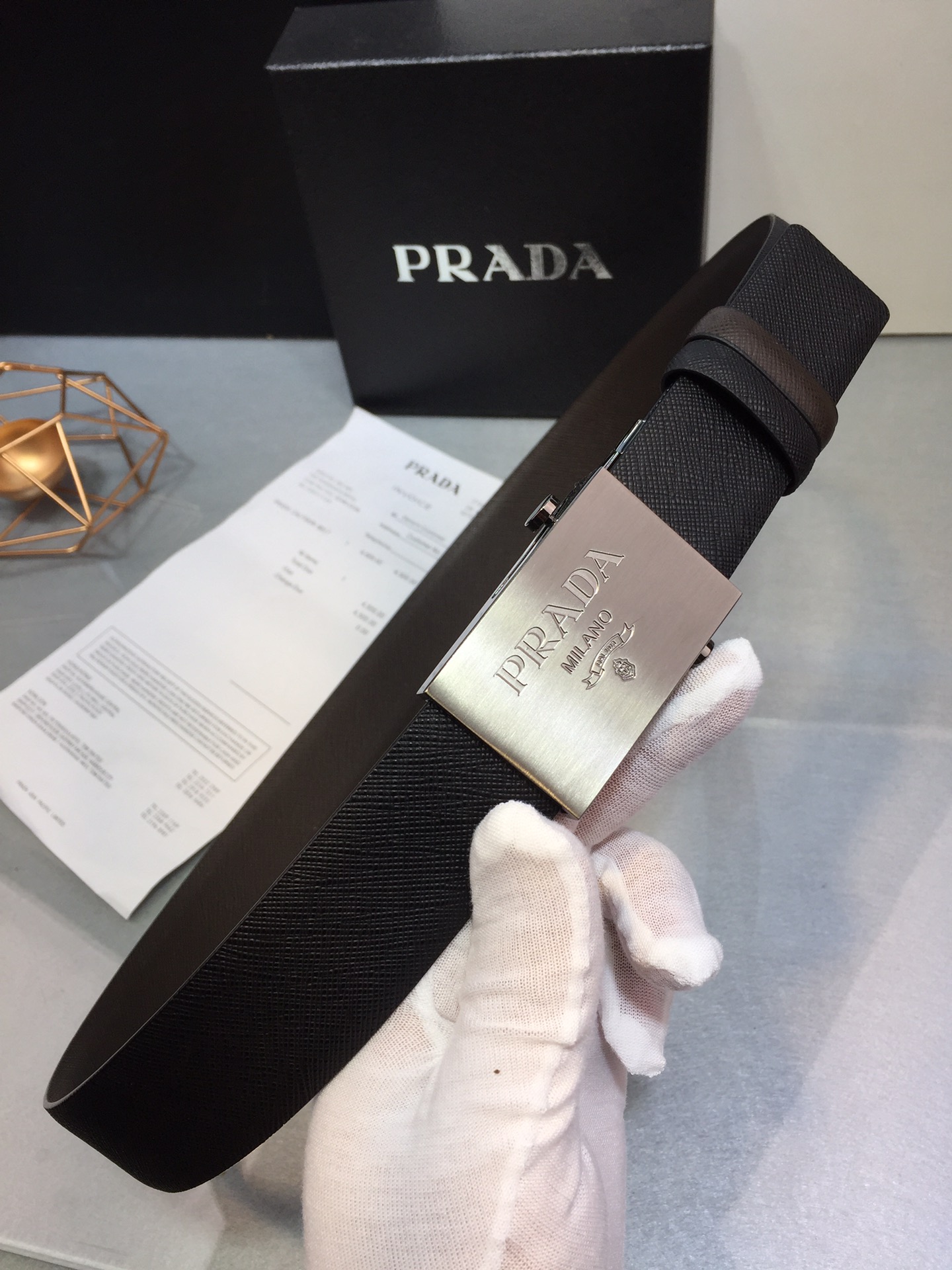 [Prada Belts]Prada Prada 3.5 centimeter-wide double-sided belt The removable p