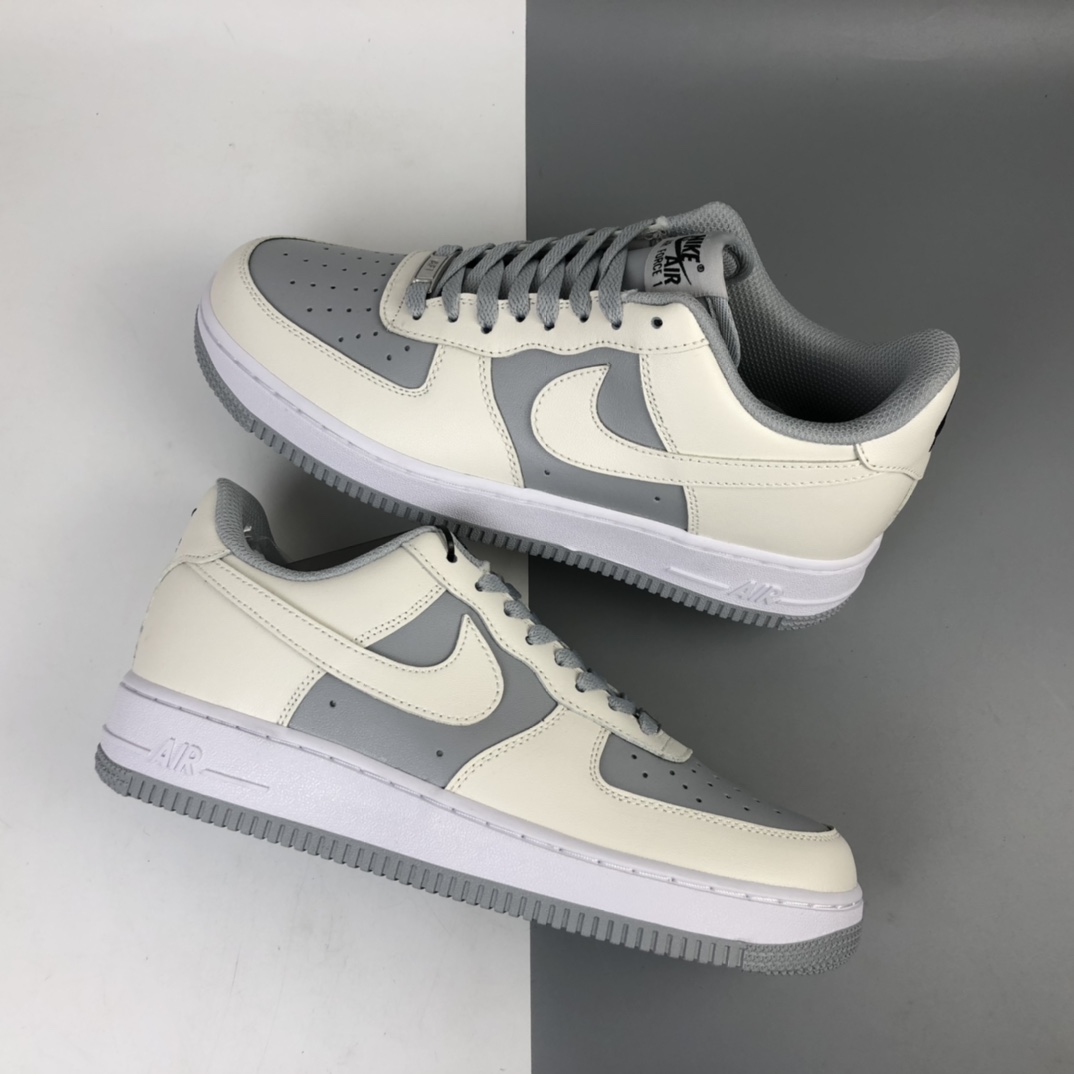 200 Nike Air Force 1 Low 空军一号经典低帮百搭休闲运动板鞋 米白浅灰 AQ4134-405