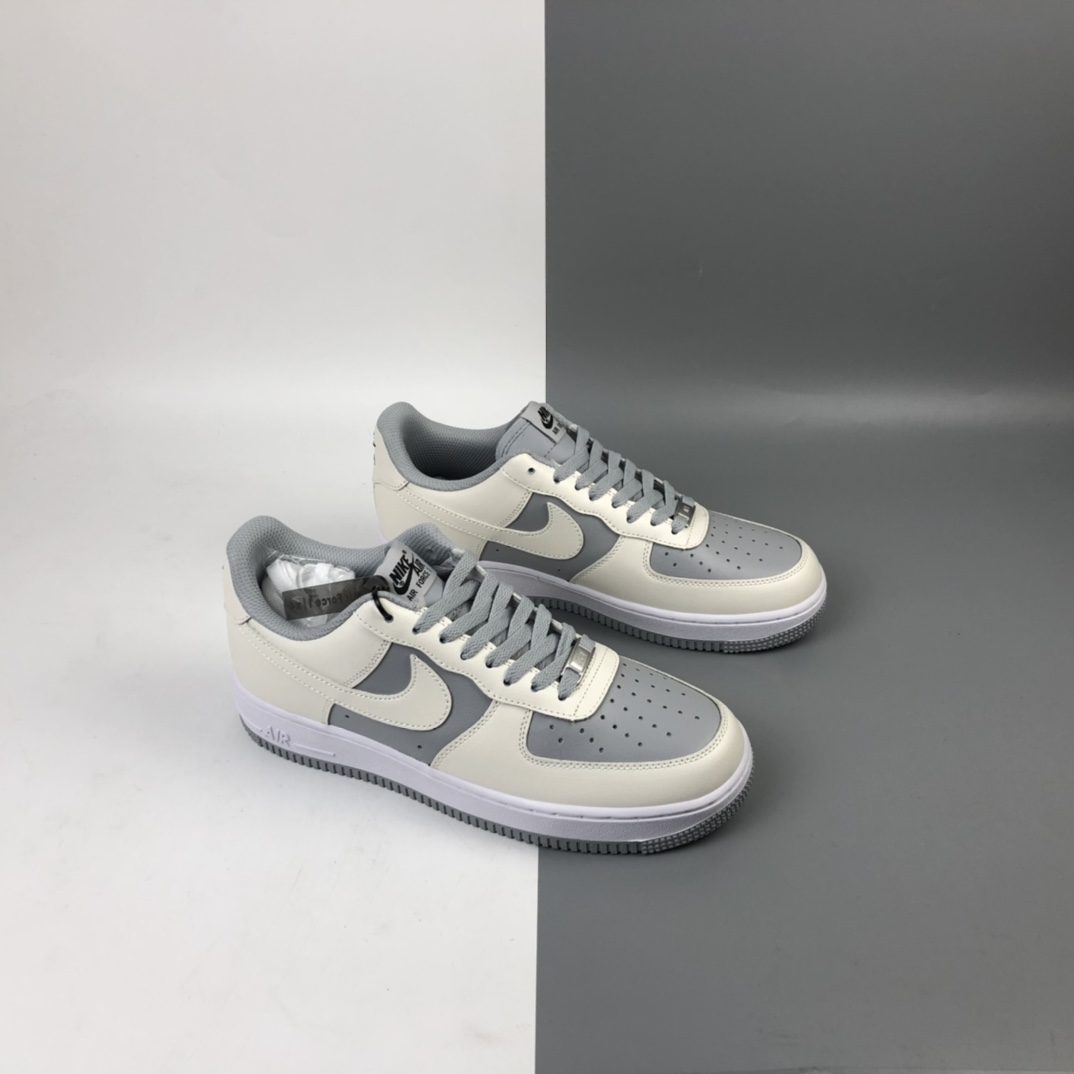 200 Nike Air Force 1 Low 空军一号经典低帮百搭休闲运动板鞋 米白浅灰 AQ4134-405
