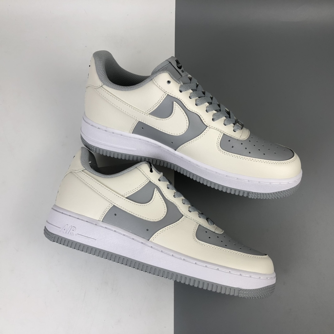 200 Nike Air Force 1 Low 空军一号经典低帮百搭休闲运动板鞋 米白浅灰 AQ4134-405