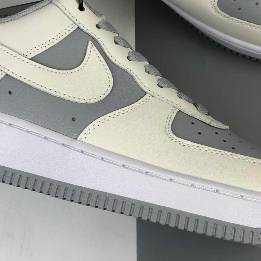 200 Nike Air Force 1 Low 空军一号经典低帮百搭休闲运动板鞋 米白浅灰 AQ4134-405