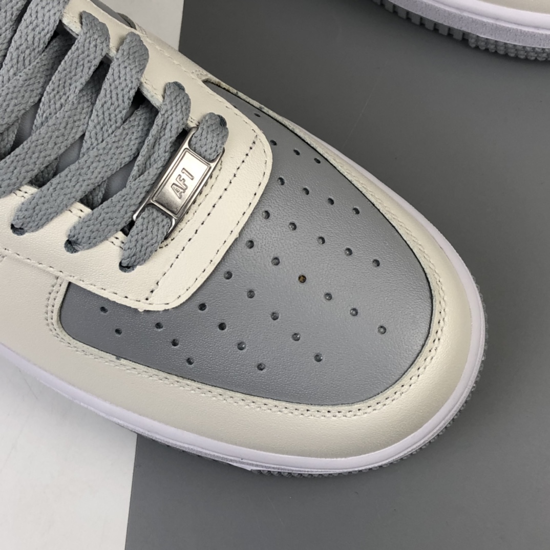 200 Nike Air Force 1 Low 空军一号经典低帮百搭休闲运动板鞋 米白浅灰 AQ4134-405