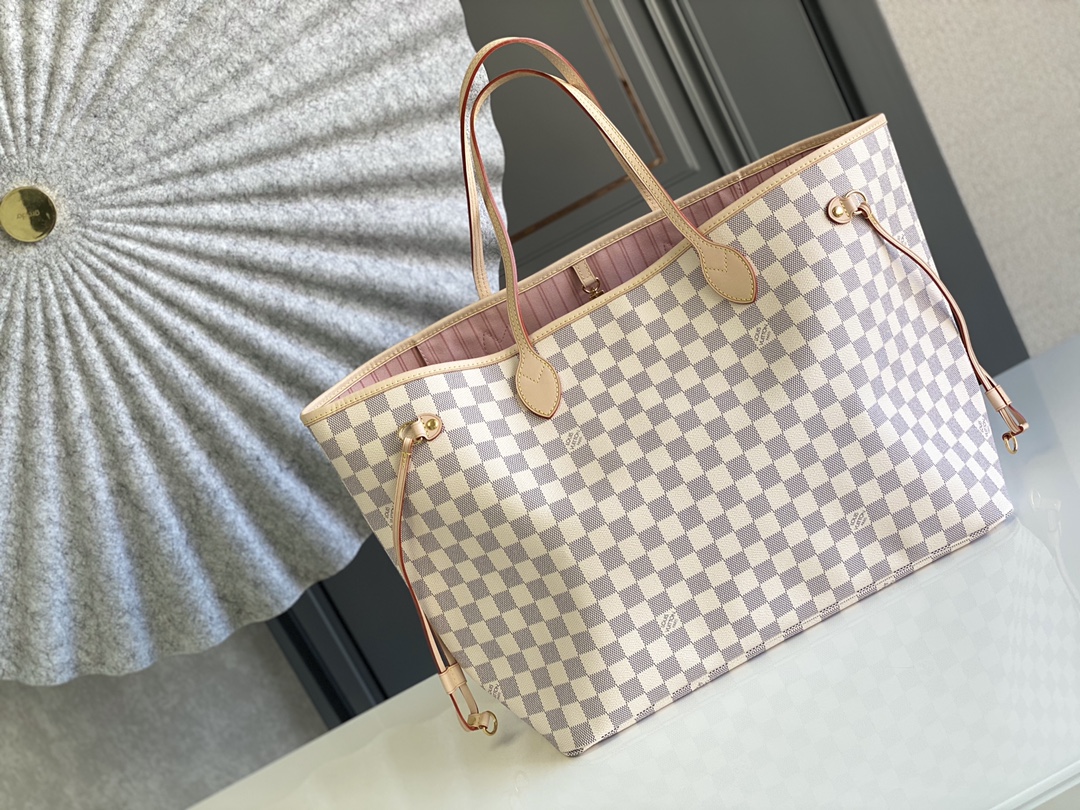 Louis Vuitton LV Neverfull Designer
 Bags Handbags Buy High-Quality Fake
 Gold Yellow Damier Azur Canvas Cowhide Fabric Vintage