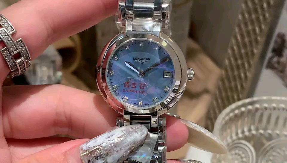 Longines 浪琴心月蓝盘女表视频欣赏，表经：30.5mm