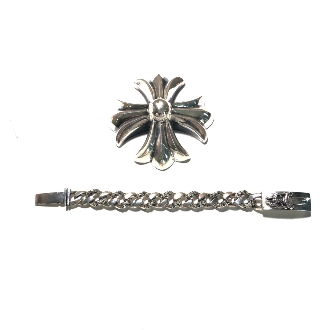 Chrome Hearts 𝐂𝐡𝐫𝐨𝐦𝐞 𝐡𝐞𝐚𝐫𝐭𝐬 克罗心十字花宝剑男士手链