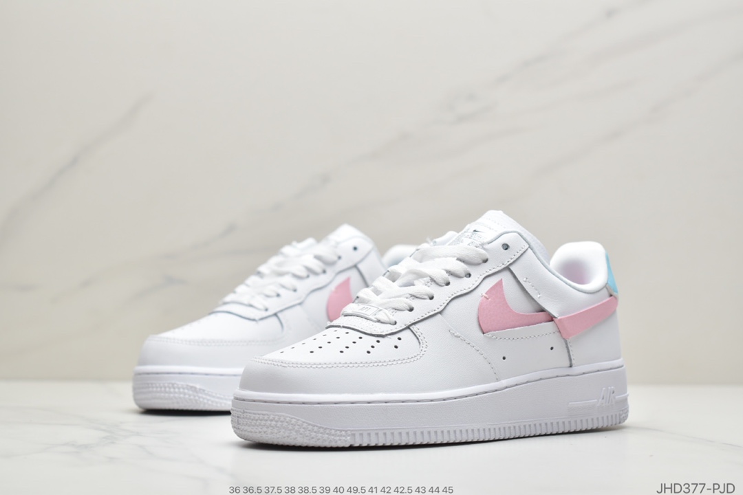 190 公司级耐克Nike Wmns Air Force 1 '07 LX”White/Red/Blue”空军一号经典低帮百搭休闲运动板鞋“皮革白红蓝蛇纹解构断钩”DC1164-100