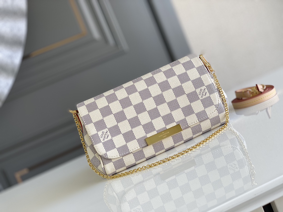 Buying Replica
 Louis Vuitton LV Favorite Bags Handbags Gold Damier Azur Canvas Cowhide