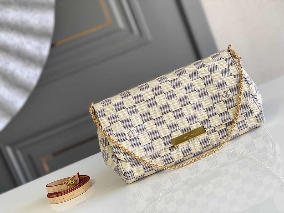 Online Shop
 Louis Vuitton LV Favorite Bags Handbags Gold Damier Azur Canvas Cowhide