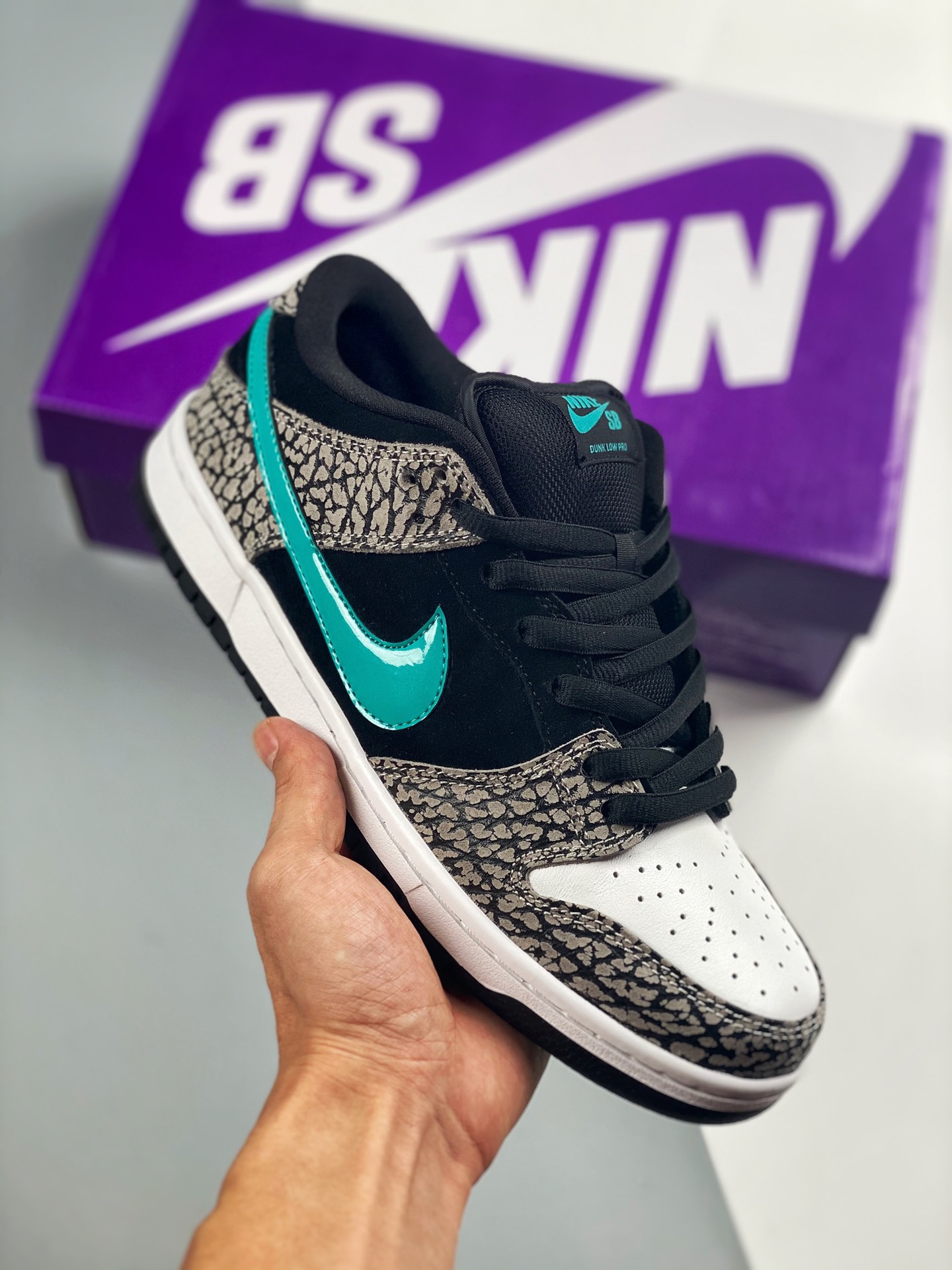 NK SB Dunk Low negro verde elefante 🐘 "Atmos Elephant" línea de producción original pura, #etiqueta tejida de fábrica …