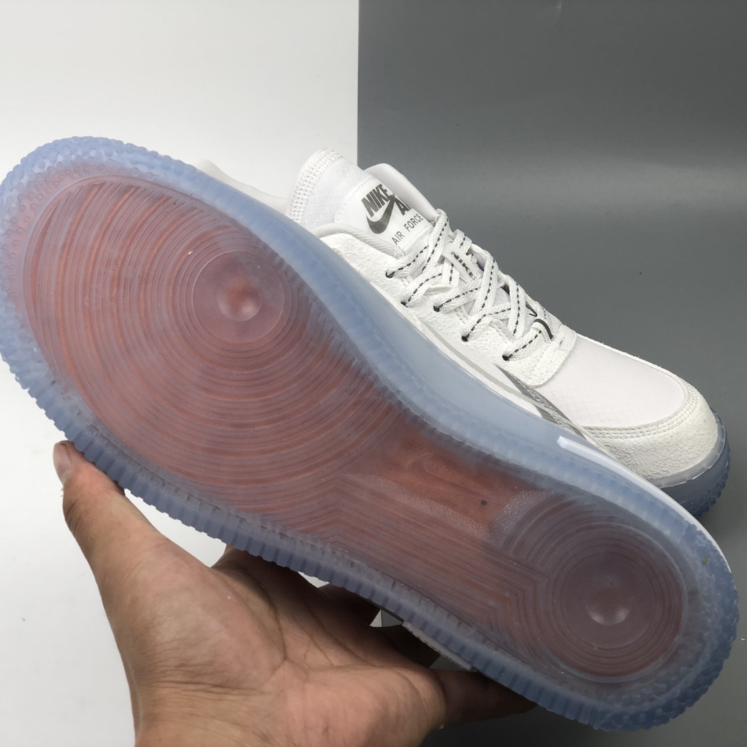 220 Nike Air Force 1 React QS Light Bone  波纹 冰块 冰蓝空军一号白蓝色低帮运动休闲板鞋 CQ8879-100