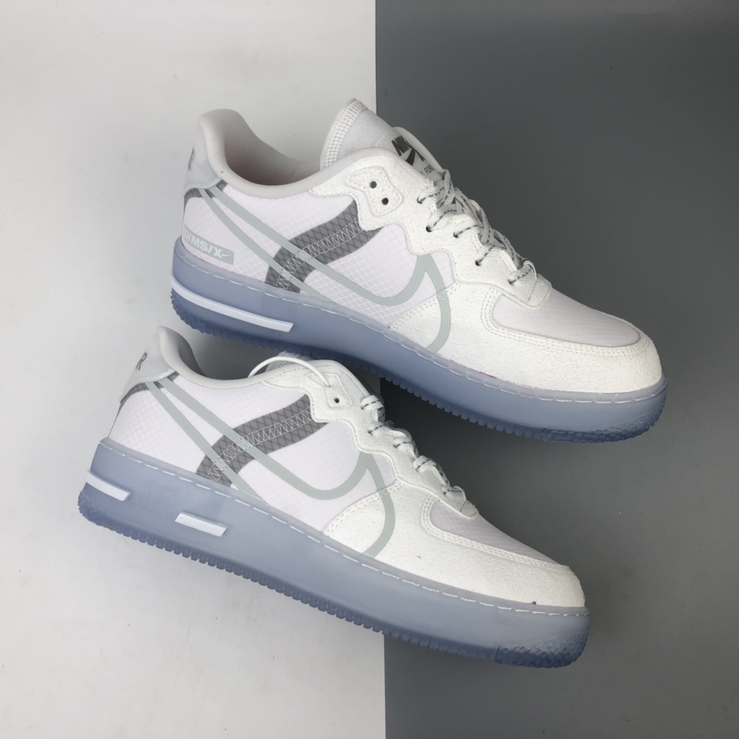 220 Nike Air Force 1 React QS Light Bone  波纹 冰块 冰蓝空军一号白蓝色低帮运动休闲板鞋 CQ8879-100