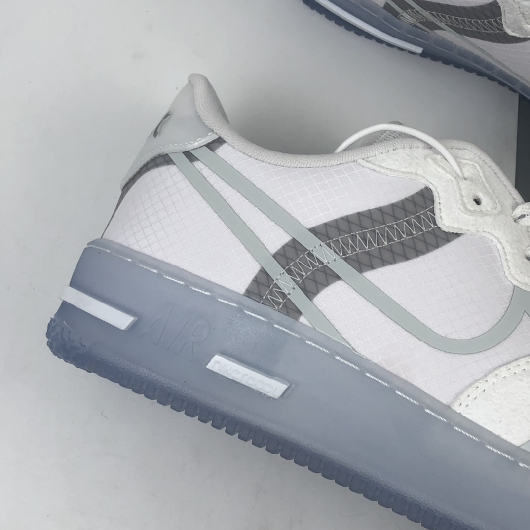 220 Nike Air Force 1 React QS Light Bone  波纹 冰块 冰蓝空军一号白蓝色低帮运动休闲板鞋 CQ8879-100