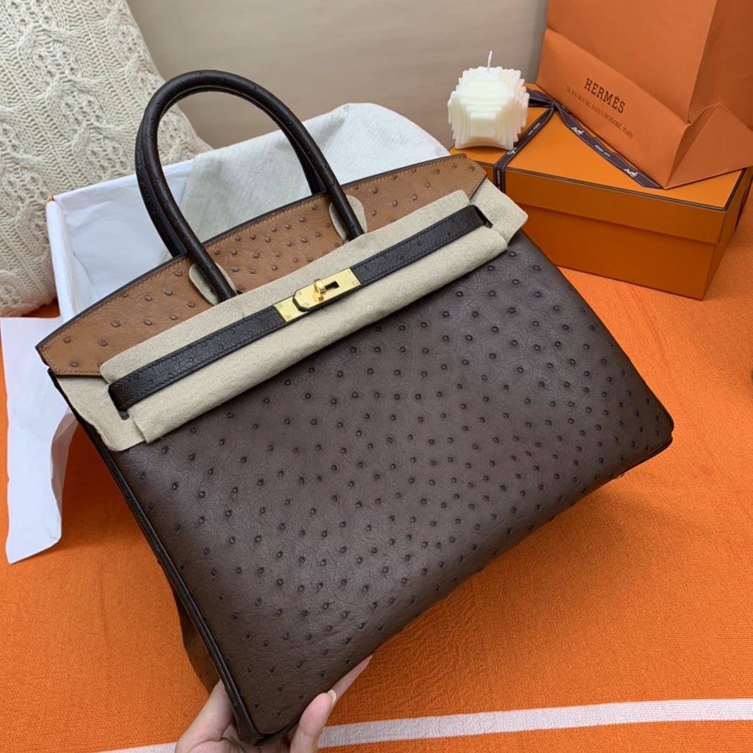 Hermes Birkin Buy
 Bags Handbags Brown Coffee Color Gold Ostrich Leather