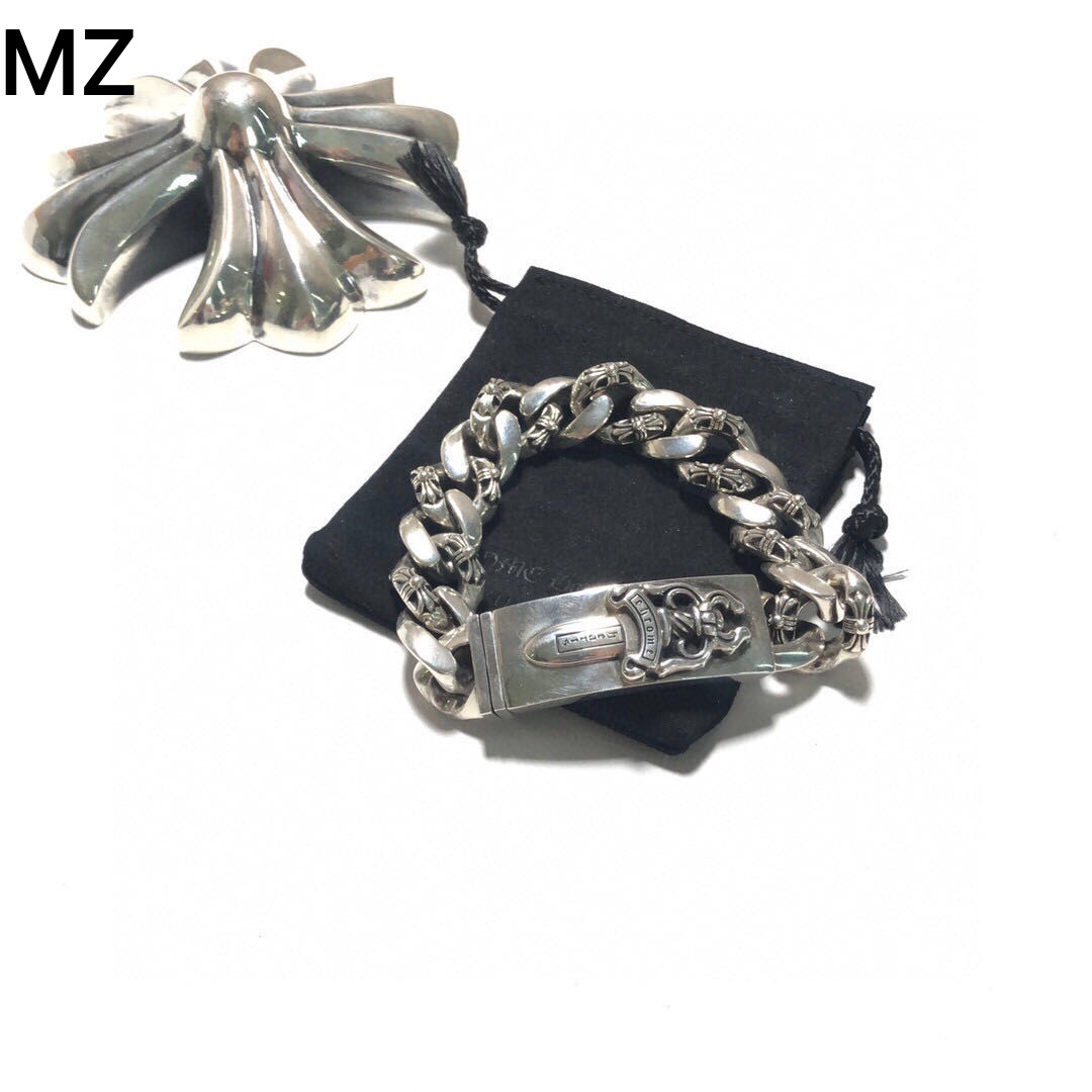 Chrome Hearts MZ独家拍摄，认准产品图片一致 𝐂𝐡𝐫𝐨𝐦𝐞 𝐡𝐞𝐚𝐫𝐭𝐬 克罗心十字花宝剑男士手链