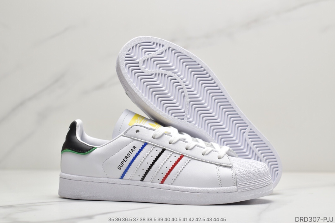 110 真标阿迪达斯adidas三叶草 Originals Superstar Superstar50周年多彩 贝壳头经典百搭休闲运动板鞋 FY2325