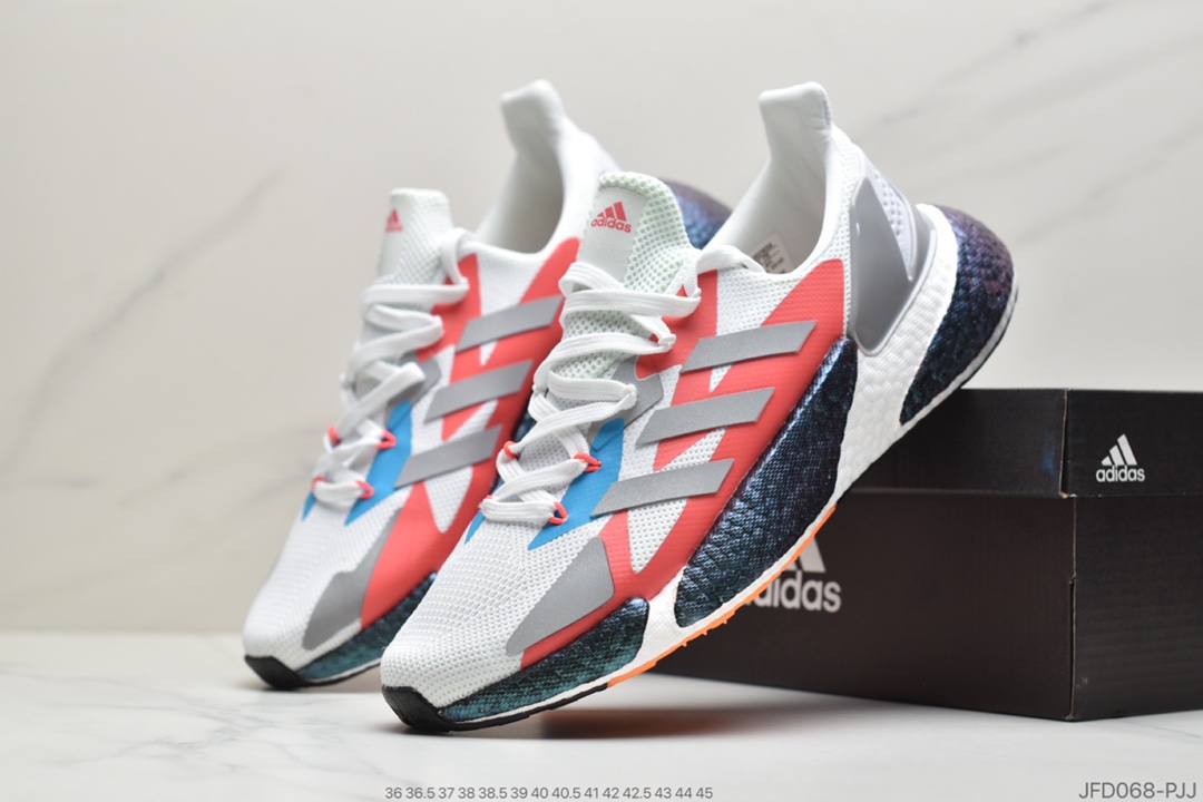 170 真爆阿迪达斯Adidas W X9000L4 Boost爆米花高弹复古休闲运动百搭跑鞋“樱花橘粉玫红”货号 FW8407