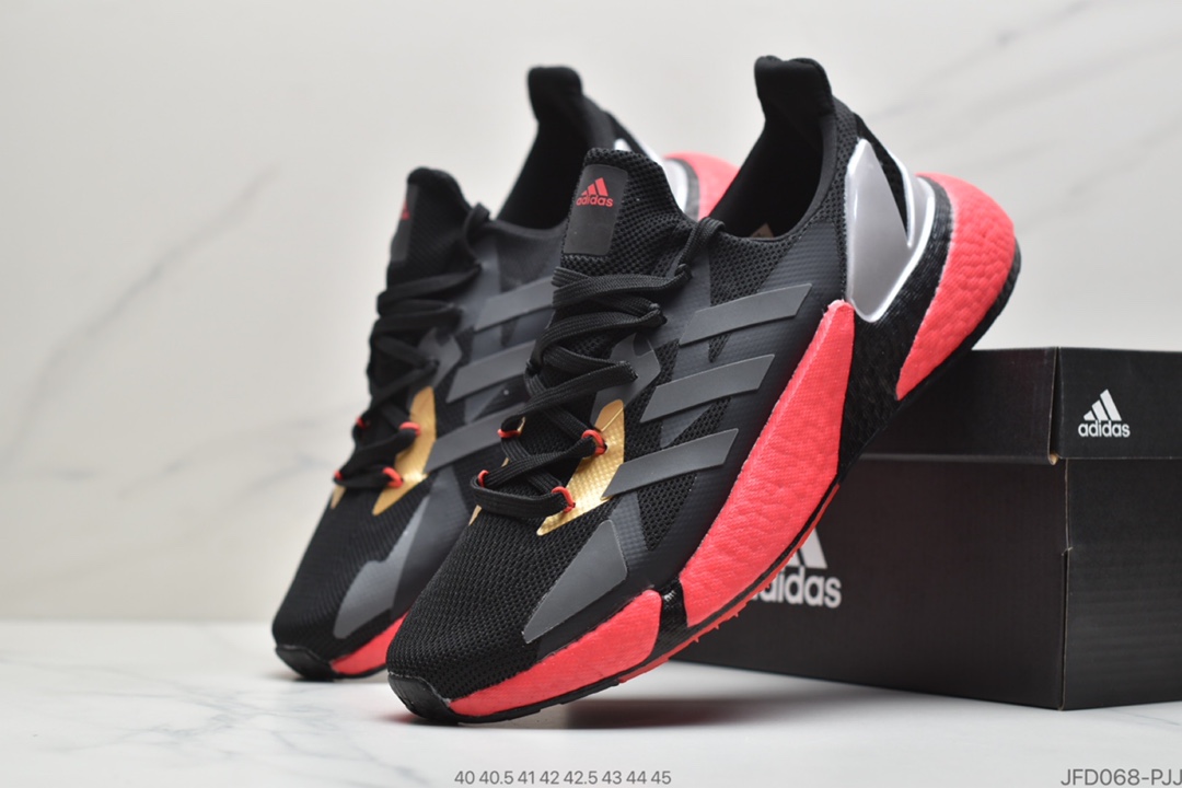 170 真爆阿迪达斯Adidas W X9000L4 Boost爆米花高弹复古休闲运动百搭跑鞋“樱花橘粉玫红”货号 FW8407