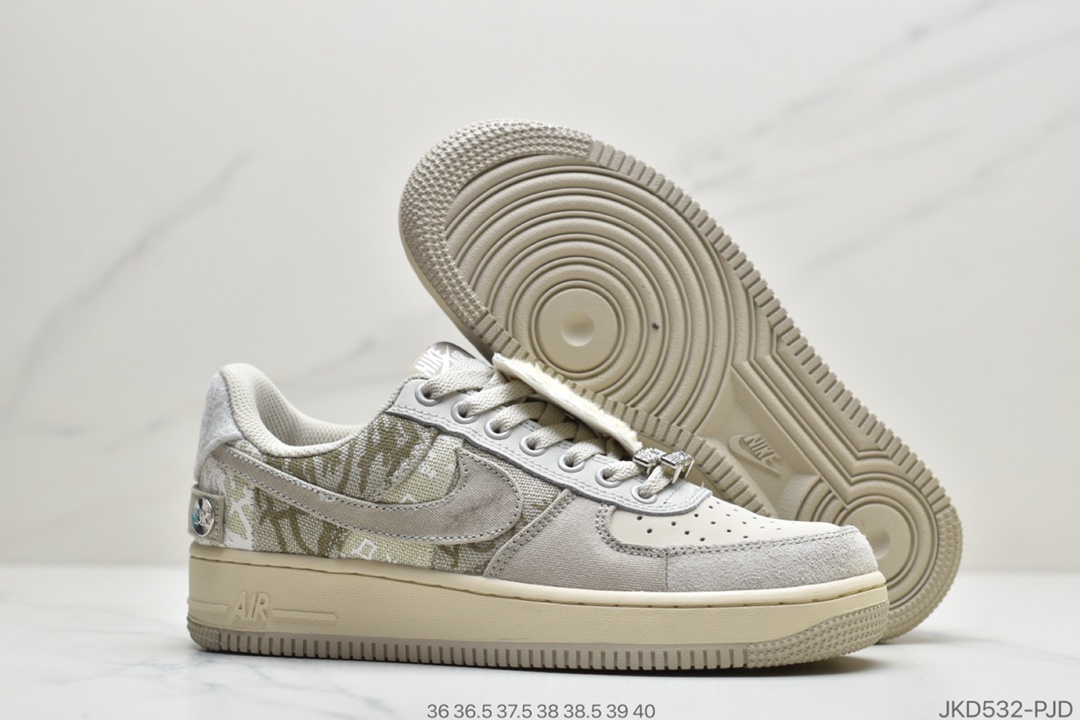 160 真标耐克Travis Scott X Nike Air Force 1 Low Zipper'Cactus Jack'空军一号鬼脸 低帮经典百搭休闲运动板鞋 CN2405-900
