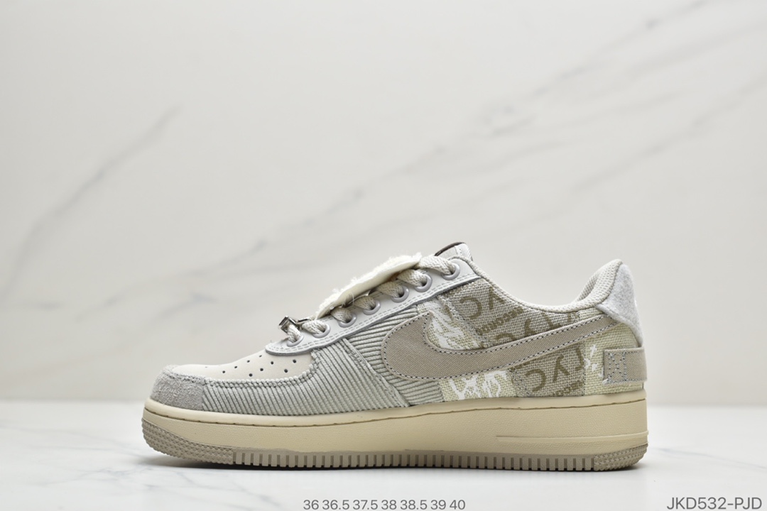160 真标耐克Travis Scott X Nike Air Force 1 Low Zipper'Cactus Jack'空军一号鬼脸 低帮经典百搭休闲运动板鞋 CN2405-900
