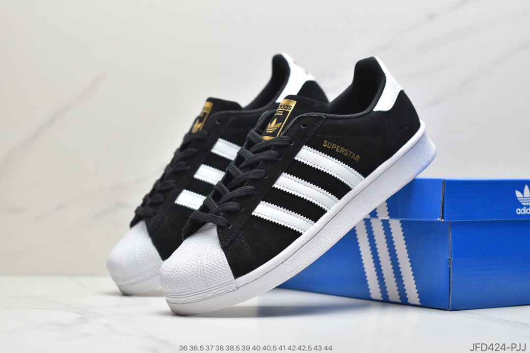 170 公司级阿迪达斯 Adidas Superstar 反毛贝壳头经典百搭休闲运动板鞋 FX2335