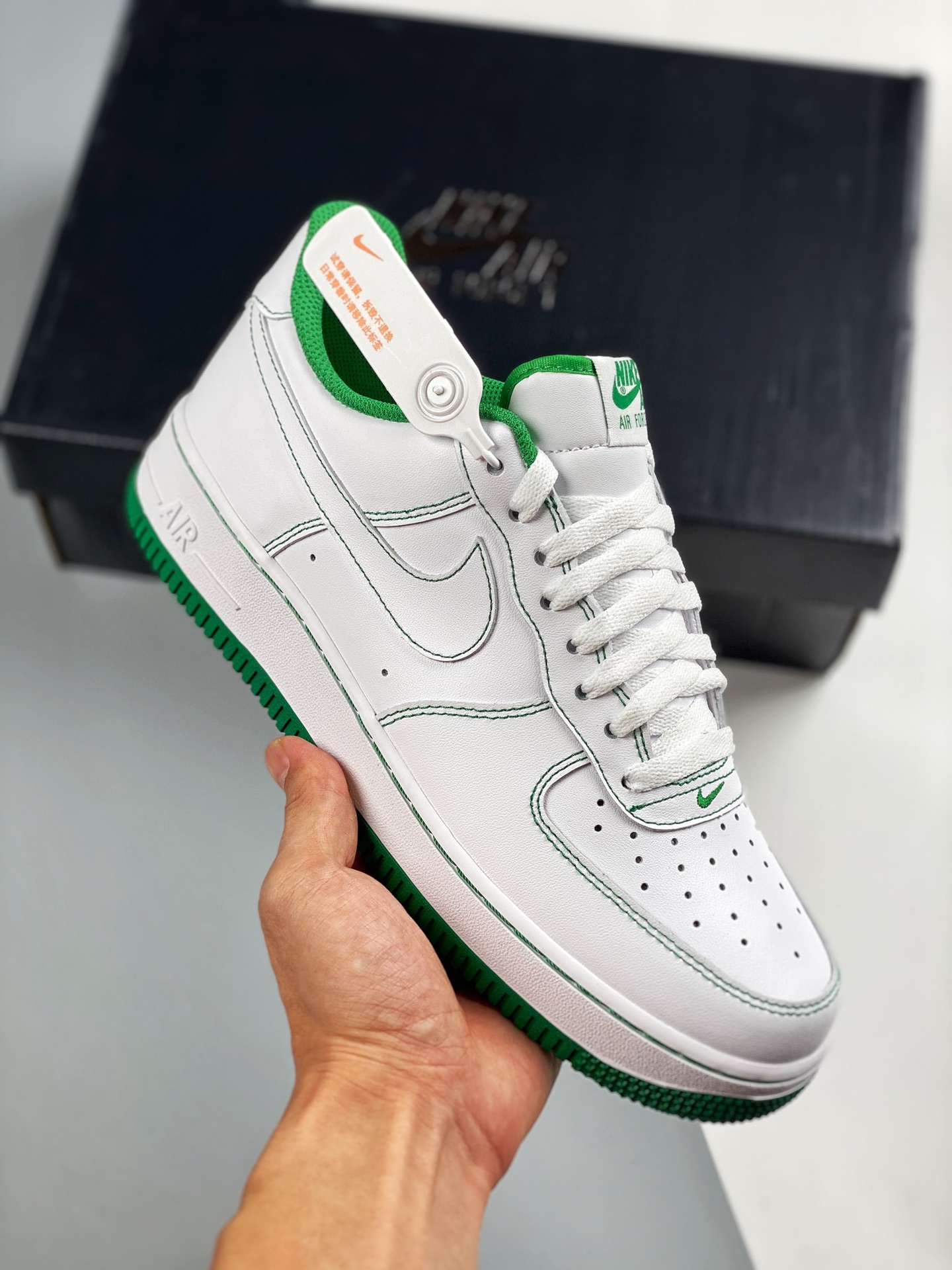 Air Force 1 '07 costuras blancas y verdes, horma y datos originales, primicia con fotos reales #Amortiguación…