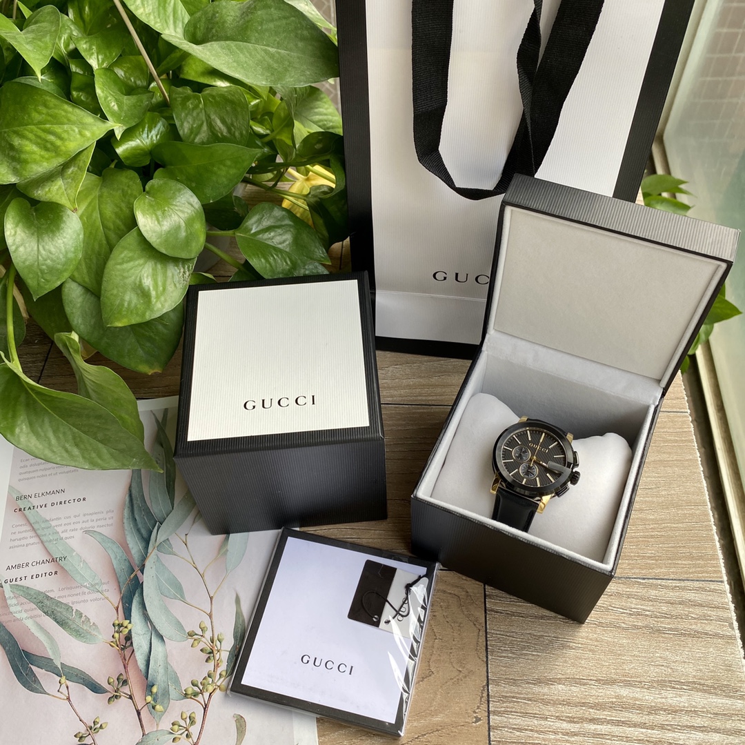 Lote original. Gucci, reloj para hombre con cronógrafo de cuarzo modelo póster de Gucci, movimiento de cuarzo suizo, di…