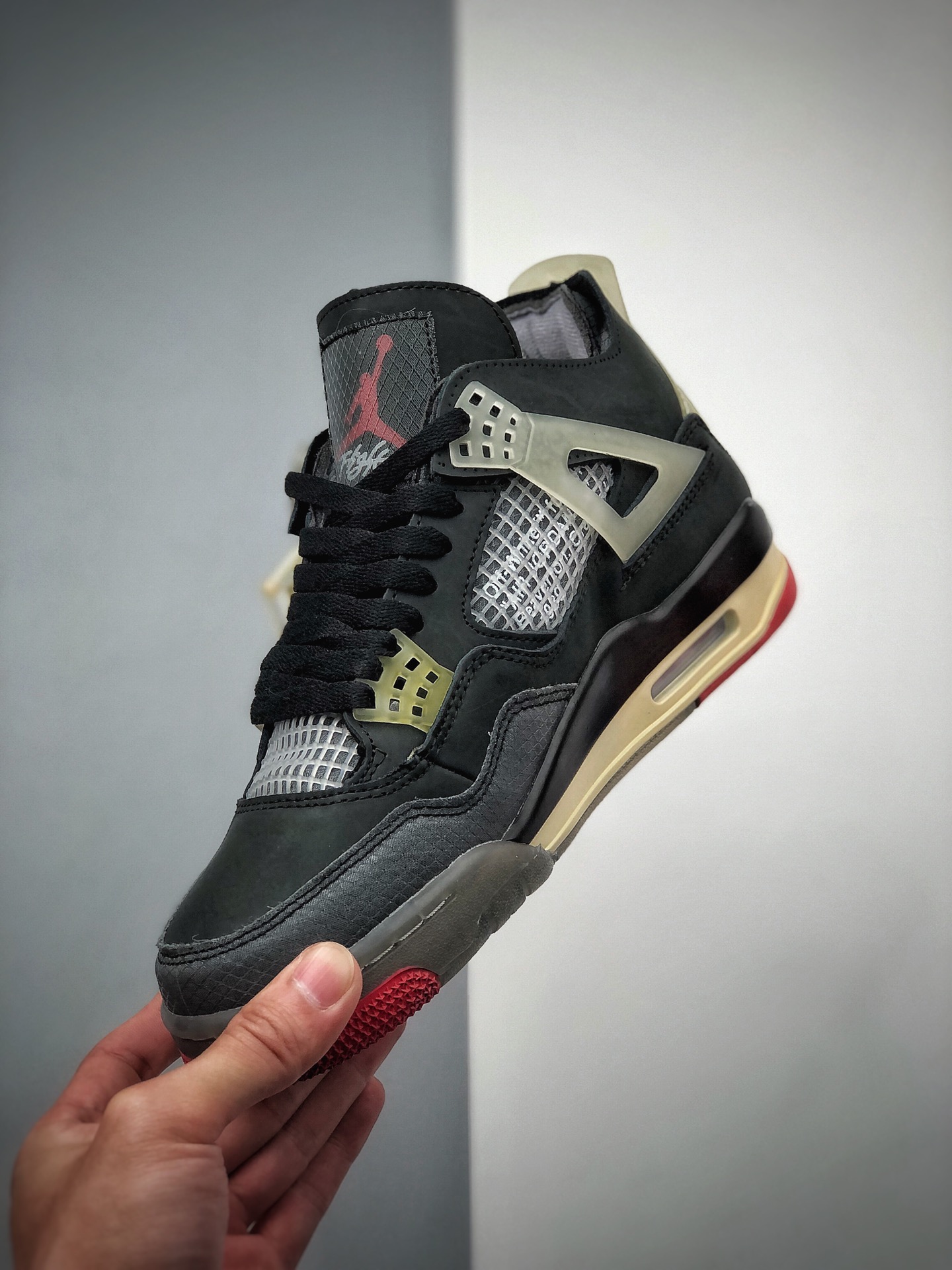270   Off-White x Air Jordan 4 ”Bred”黑红OW联名蝉翼黑灰红 CV9388-001