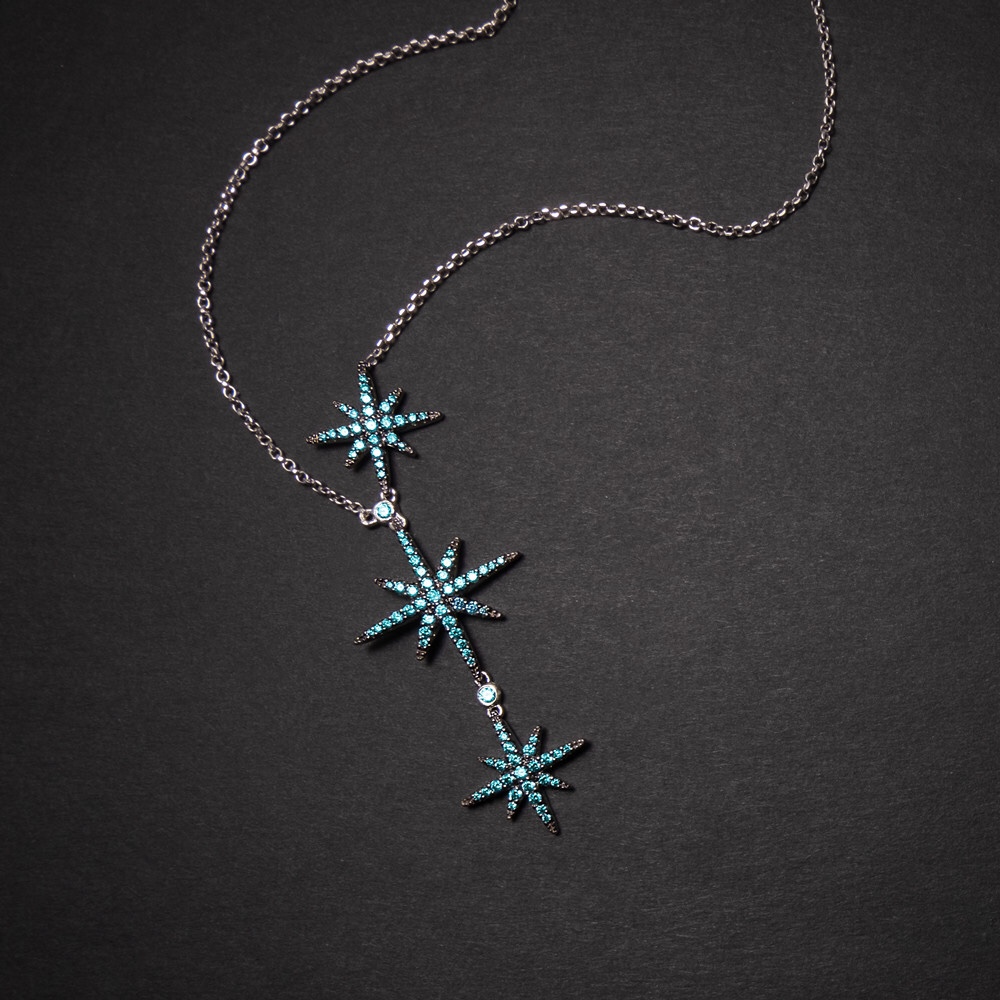 💰100 高品质❗Apm monaco 天猫特定独家湖水蓝三米字项链！最最最经典的星星款式，很仙气，真的很美，星星bling bling闪耀，自由调节尾链～