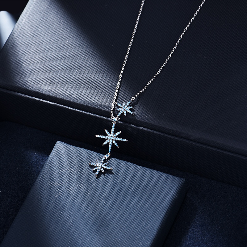 💰100 高品质❗Apm monaco 天猫特定独家湖水蓝三米字项链！最最最经典的星星款式，很仙气，真的很美，星星bling bling闪耀，自由调节尾链～