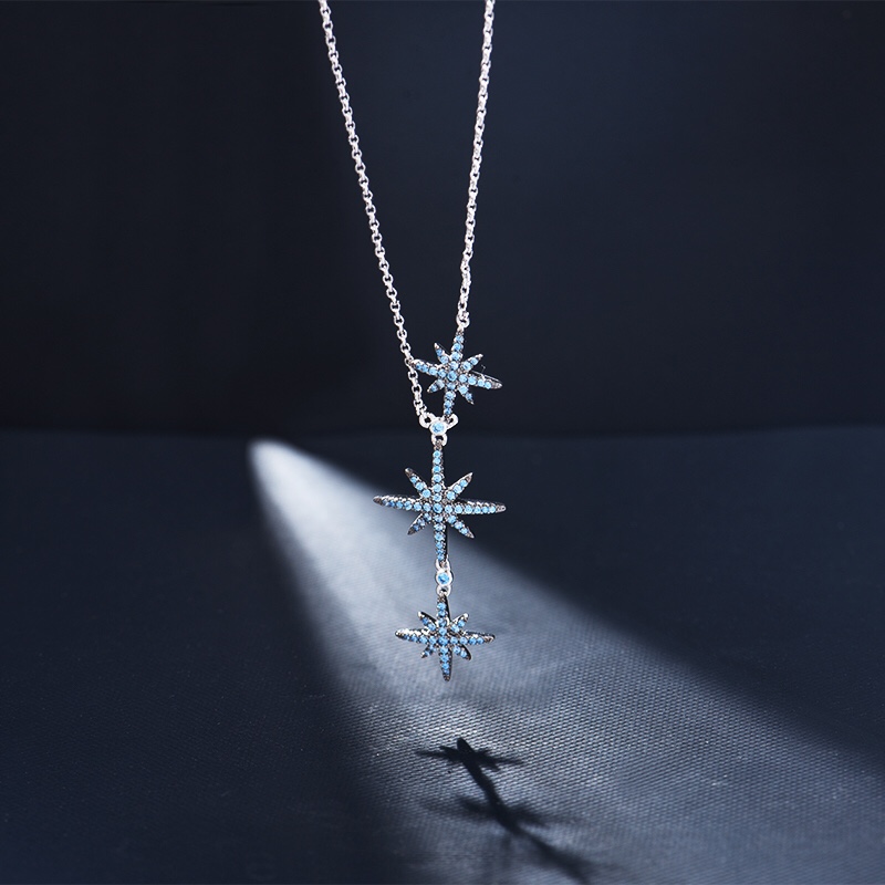 💰100 高品质❗Apm monaco 天猫特定独家湖水蓝三米字项链！最最最经典的星星款式，很仙气，真的很美，星星bling bling闪耀，自由调节尾链～