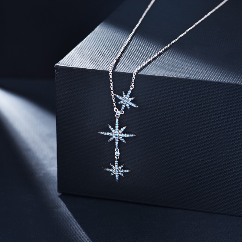 💰100 高品质❗Apm monaco 天猫特定独家湖水蓝三米字项链！最最最经典的星星款式，很仙气，真的很美，星星bling bling闪耀，自由调节尾链～