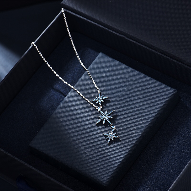 💰100 高品质❗Apm monaco 天猫特定独家湖水蓝三米字项链！最最最经典的星星款式，很仙气，真的很美，星星bling bling闪耀，自由调节尾链～