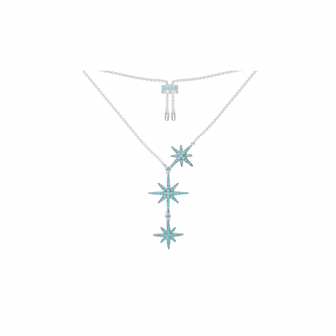 💰100 高品质❗Apm monaco 天猫特定独家湖水蓝三米字项链！最最最经典的星星款式，很仙气，真的很美，星星bling bling闪耀，自由调节尾链～