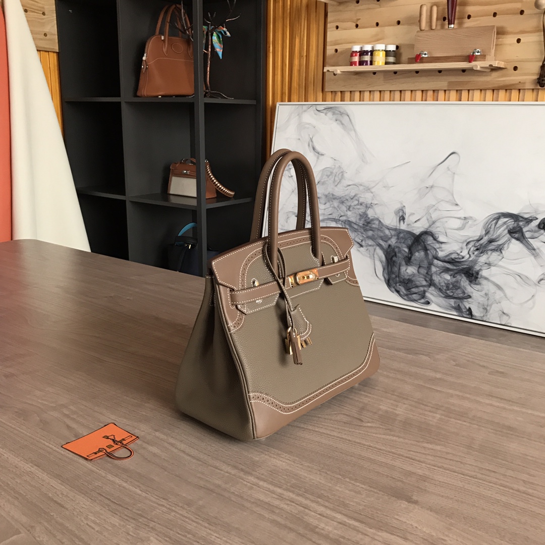 Elegant Togo Leather Birkin 30cm Lace Handbag,Designer Tote Bag Purse 2 i1605186645 6609 1