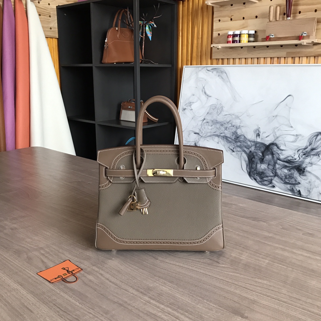 Elegant Togo Leather Birkin 30cm Lace Handbag,Designer Tote Bag Purse 1 i1605186645 7465 0