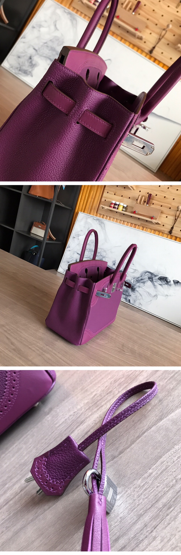 Elegant Birkin 30cm Lace Series Handbag - Purple Togo Leather, Silver Hardware 9 i1605186808 6144 7