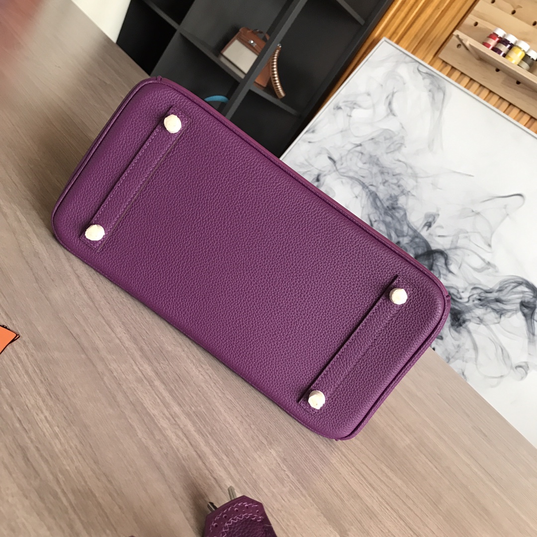 Elegant Birkin 30cm Lace Series Handbag - Purple Togo Leather, Silver Hardware 7 i1605186808 8166 5