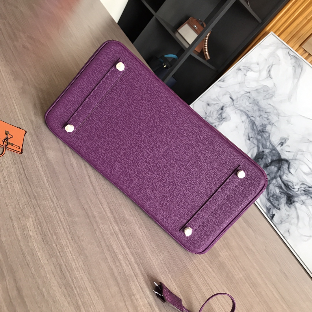 Elegant Birkin 35cm Lace Purple Leather Handbag - Timeless Design 6 i1605186829 1035 5