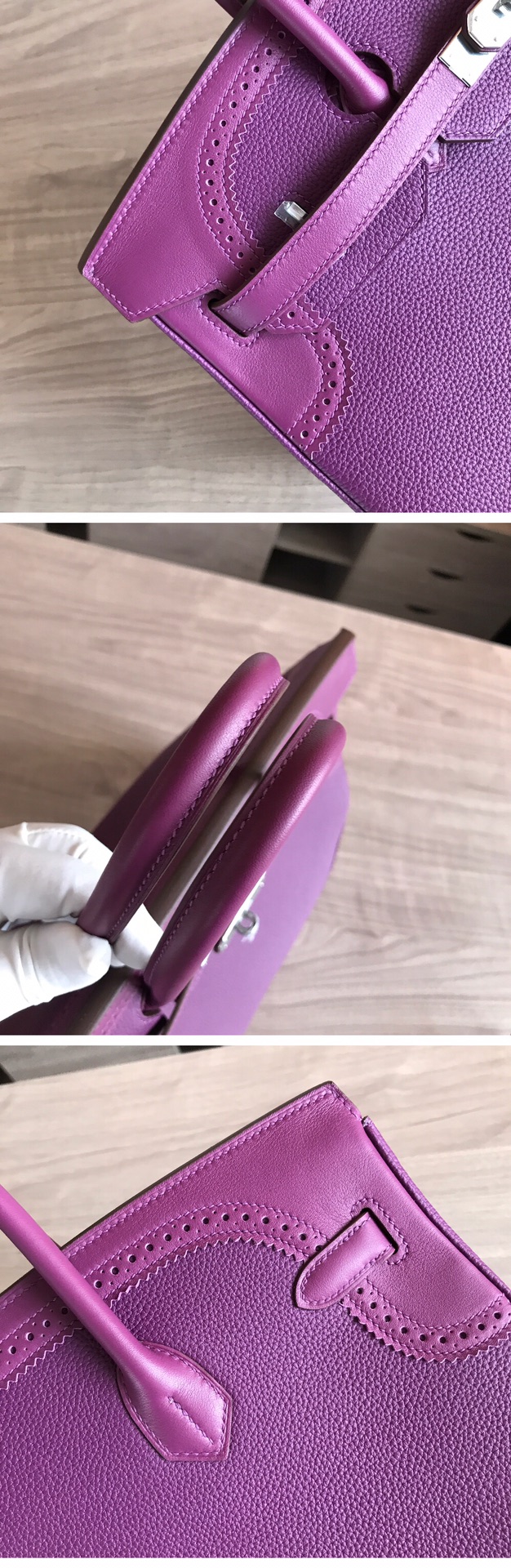 Elegant Birkin 35cm Lace Purple Leather Handbag - Timeless Design 7 i1605186829 5265 6