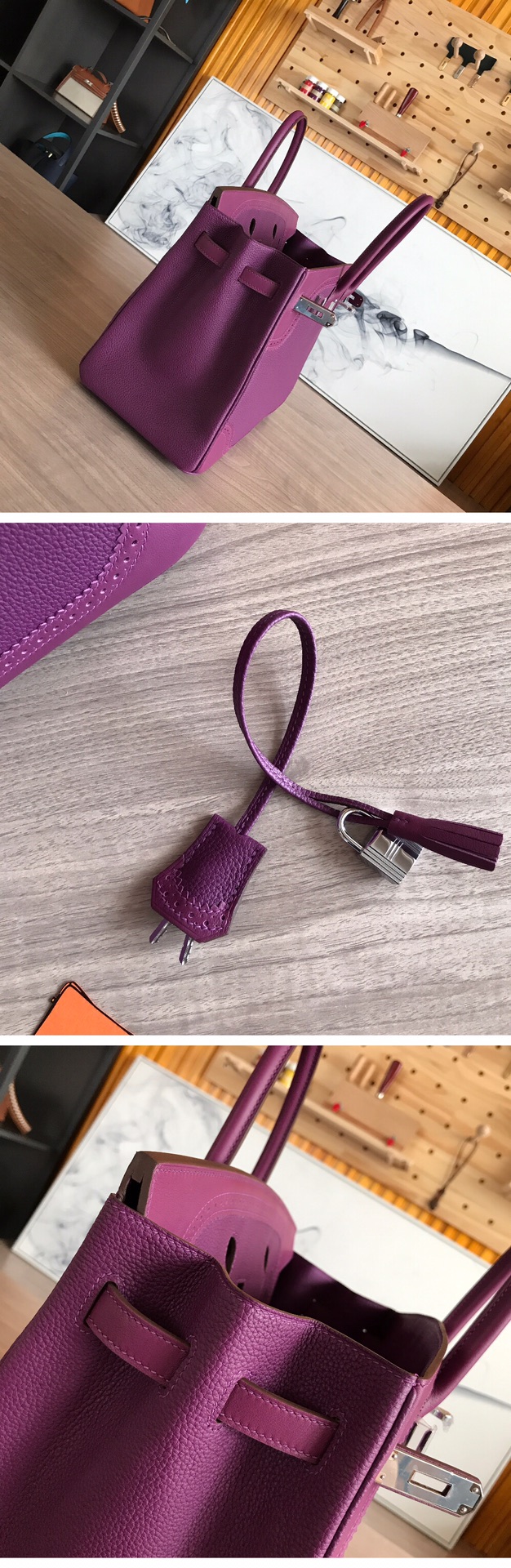 Elegant Birkin 35cm Lace Purple Leather Handbag - Timeless Design 8 i1605186829 6510 7