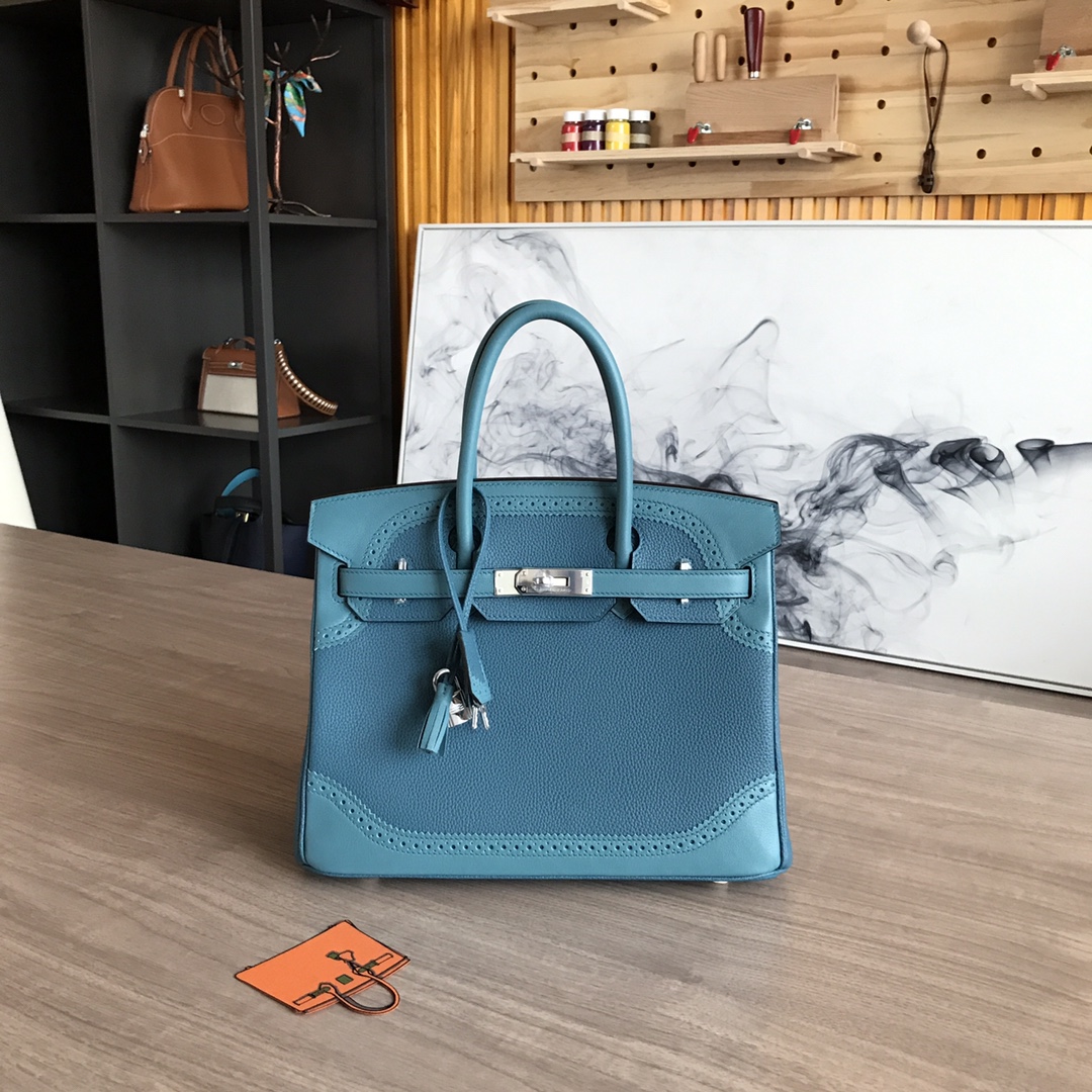 Hermes Birkin 30 Blue Lace Leather Handbag 1 i1605186875 8986 0