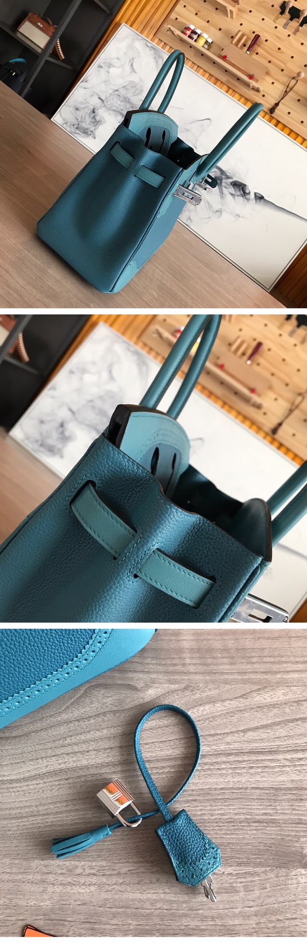 Hermes Birkin 30 Blue Lace Leather Handbag 8 i1605186875 9244 7