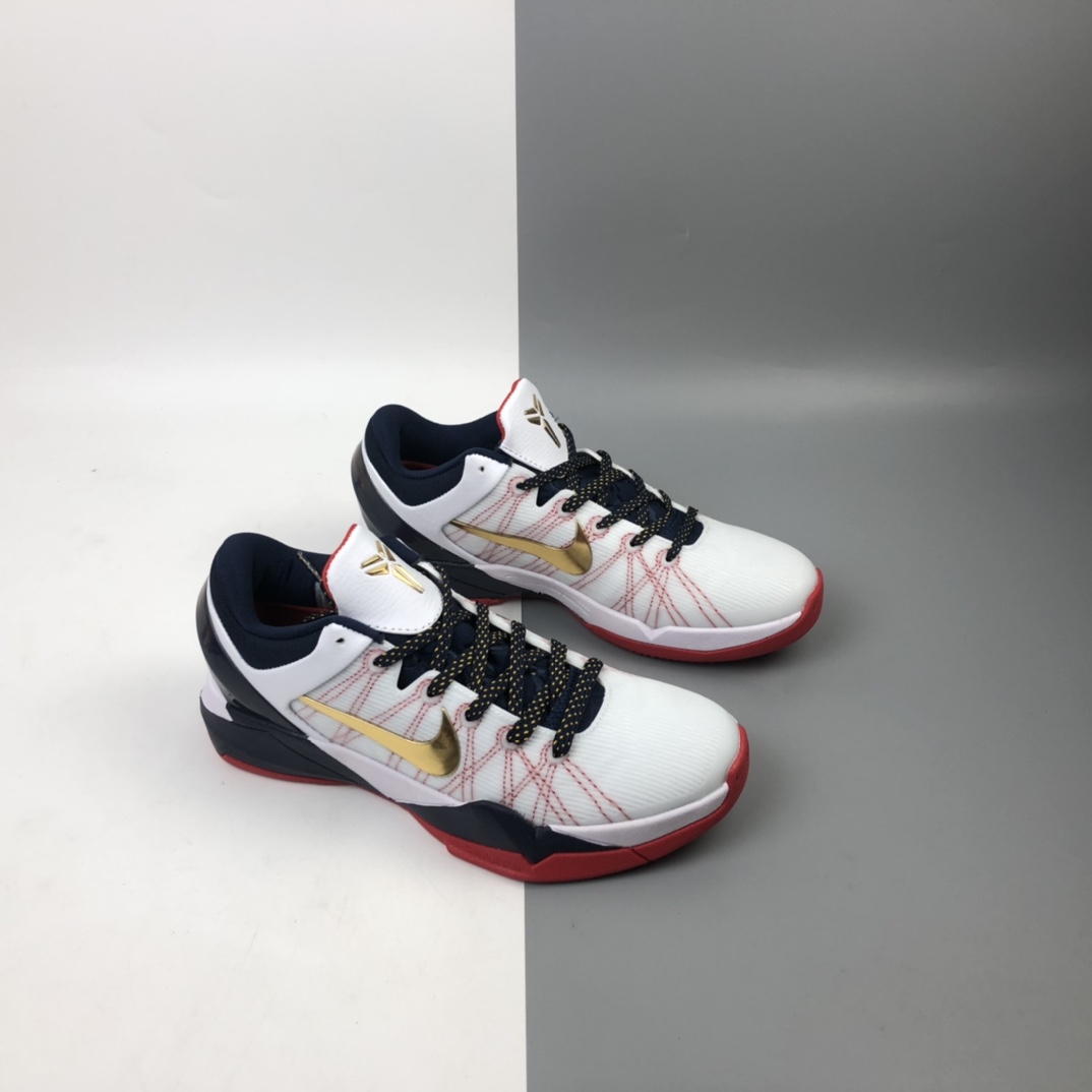 260 Nike Zoom Kobe VII visibility  Cloak 科比7代复刻实战运动低帮文化篮球鞋 白蓝金色 488371-104