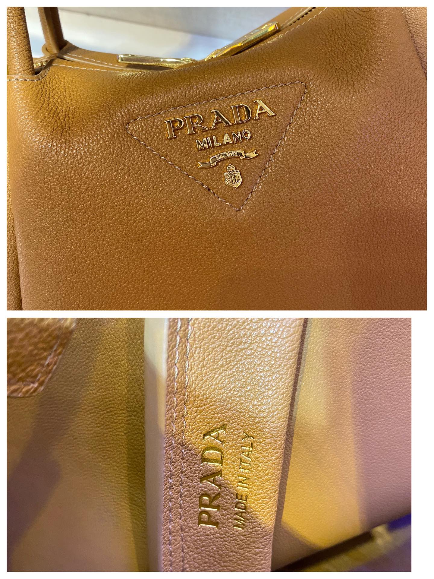 PRADA普拉达柔软鹿皮手提包1BC145