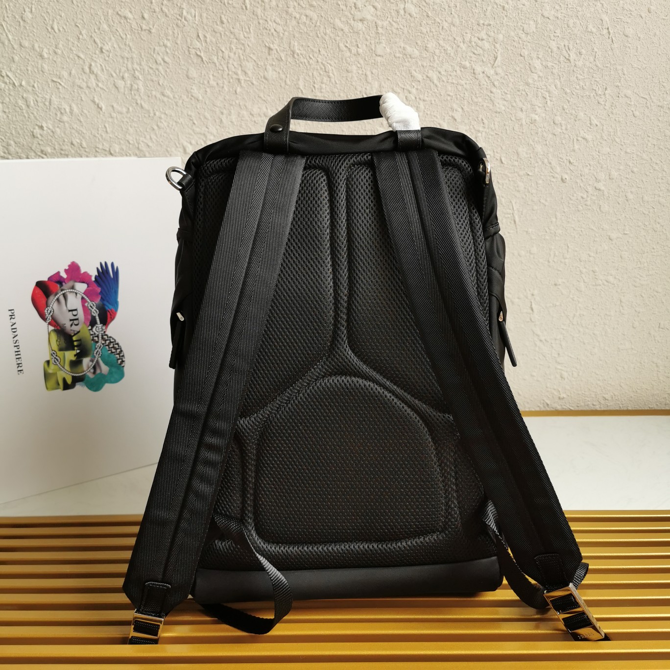 Pradaa Parachute Backpack with Triangle Logo and Adjustable Nylon Straps 5 a1605362812204 3300