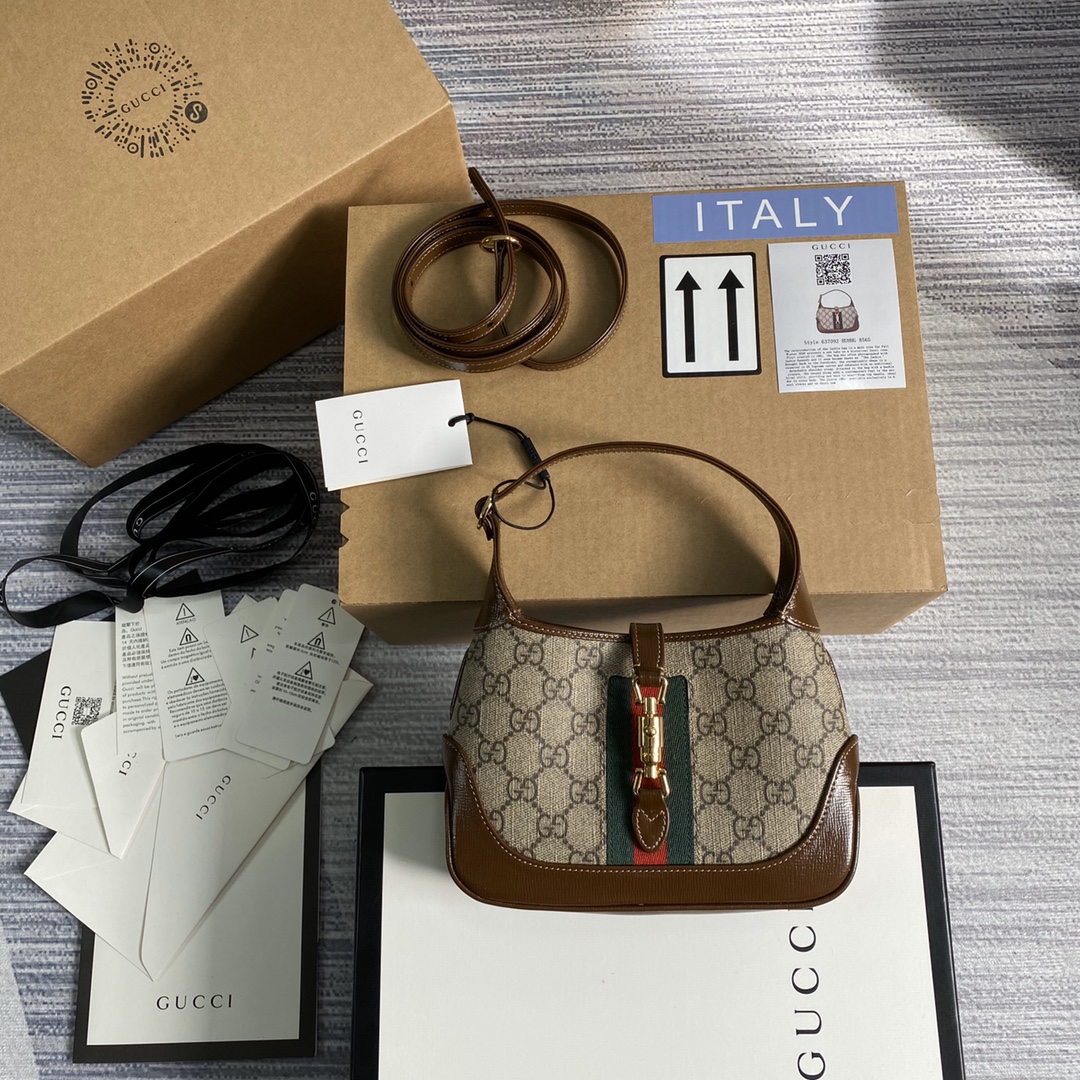 GUCCI Jackie 1961 міні-сумка GG Supreme палатно здымны рамень ручная нашэнне праз плячо нашэнне наўскасяк зашпілька архіўны дызайн