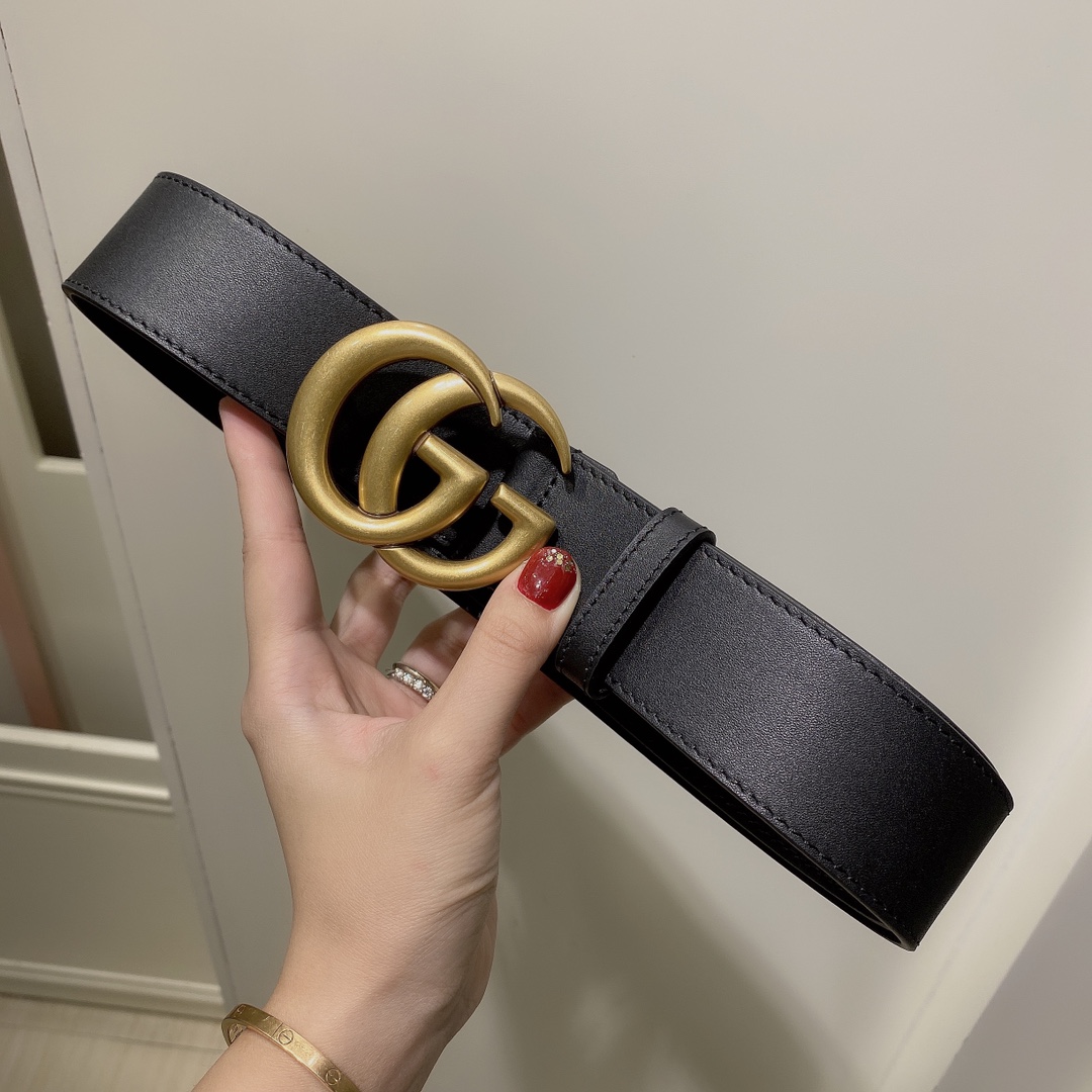 GUCCI luxury men's double G buckle classic printed belt, width 4.0cm