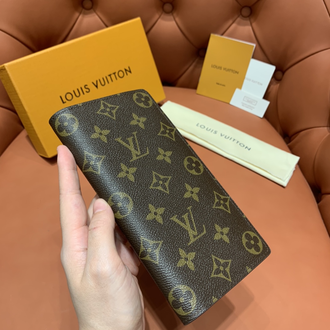 Louis Vuitton Wallet Caramel Men Cowhide PVC M66540